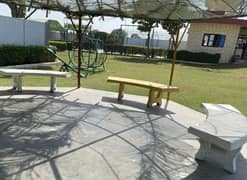 Curved slab garden bench
