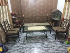 5 seater sofa set with central table + 4 chair with dinning