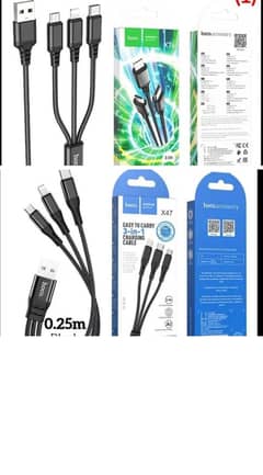 3 in 1(Type C,micro USB,iphone lightning ports) charging cable 2.0A