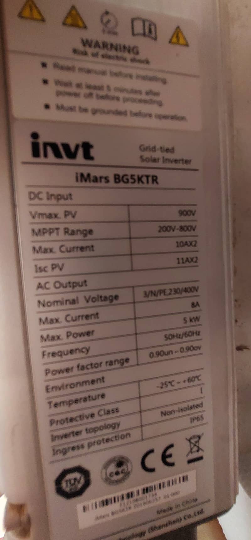 5kw invt on-grid inverter, 3-phase, suitable for net metering only 1