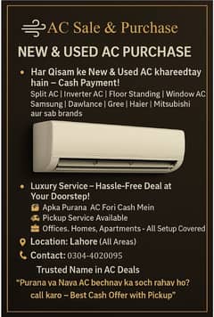 We buy all types of ACs, old, dead, non-working,inverter, split windo