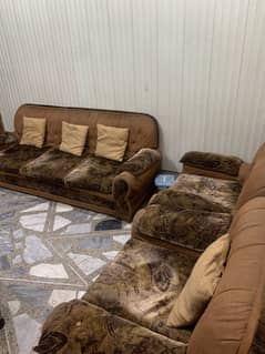 5 Seater Velvet Brownish Sofa Set