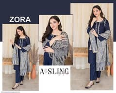 3 Piece Women's Unstitched Patch Work Suit