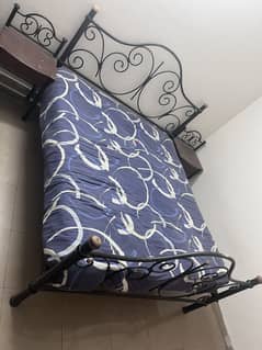 Iron bed king size with side tables