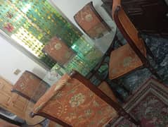 glass dinning table with six chairs full back poshish