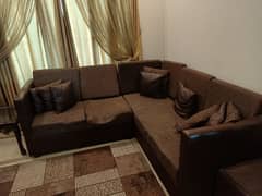 5 seater L Shape sofa with 2 chairs and 2 side tables
