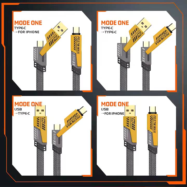 4-in-1 Fast Charging Cable – Compatible with iPhone, Android, Type-C 1