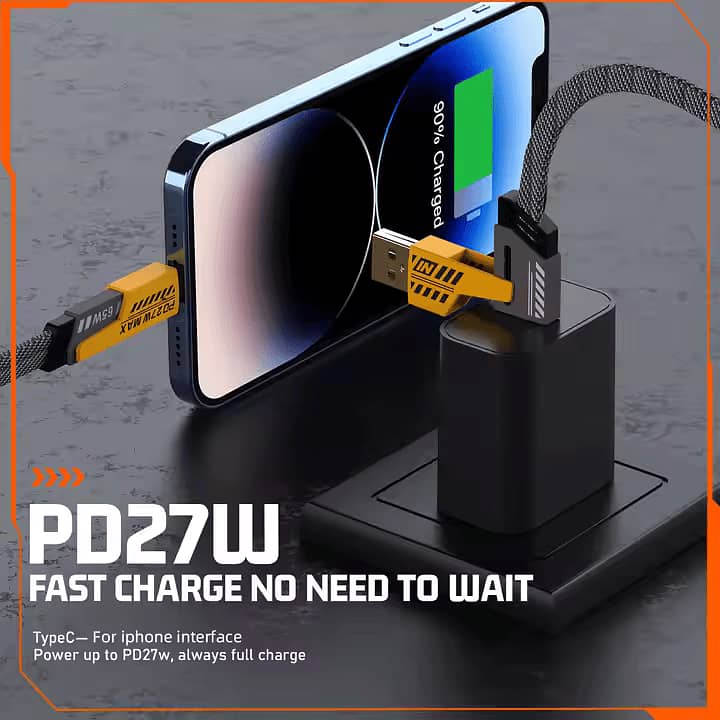 4-in-1 Fast Charging Cable – Compatible with iPhone, Android, Type-C 4