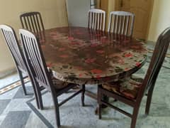 Pure wood dinning table with dinning chairs