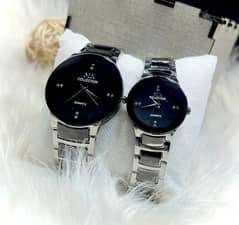2 Pcs Unisex StainLess Steel Chronograph Couple Watches