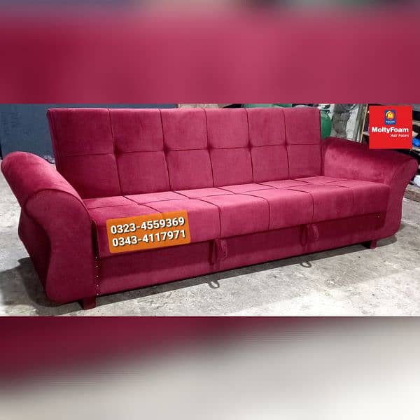 Sofa cum bed Molty double bed folding bed /Foam Mattress/Dining Table 16