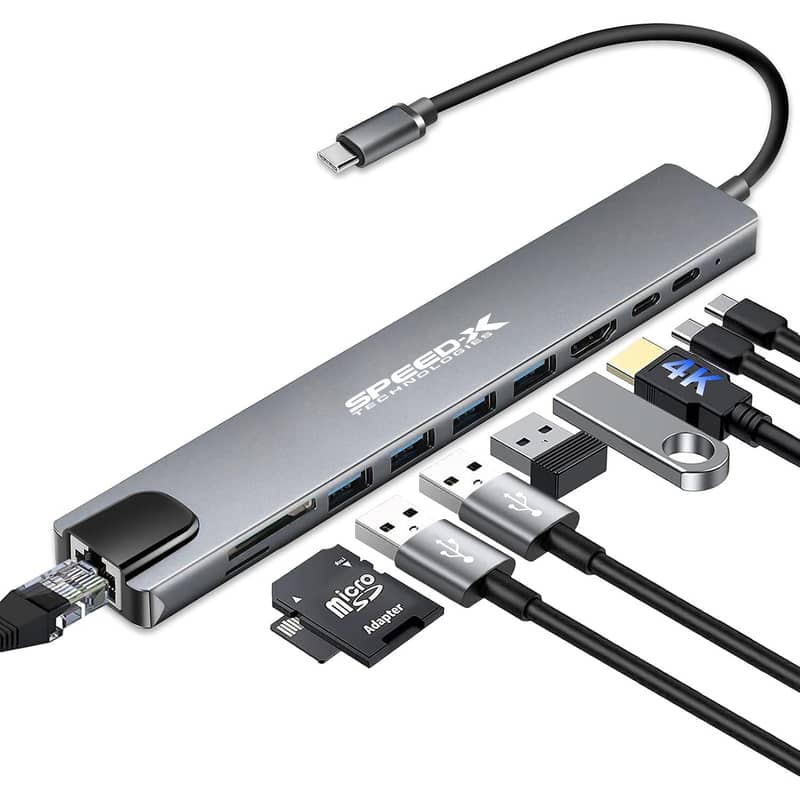 5 IN1 / 8 in 1 / 11 in 1 MULTIPORT TYPE C TO USB C 4K HDMI LAN VGA HUB 6
