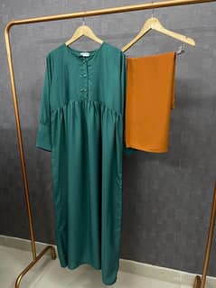 Elegant Green Georgette Classic AbayaClassic Abaya -