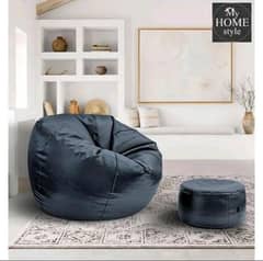 Puffy Beanbag with Stool - Ultimate Relaxation
