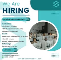 We are hiring customer sales associates