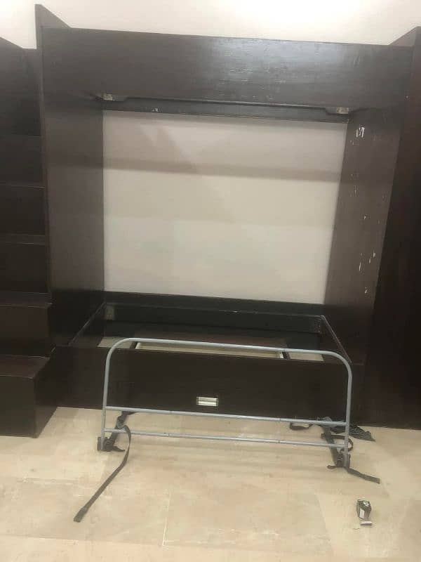 double decker 1 side wardrobe and other side computer table 1