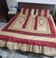 wooden king size bed with 1 side table