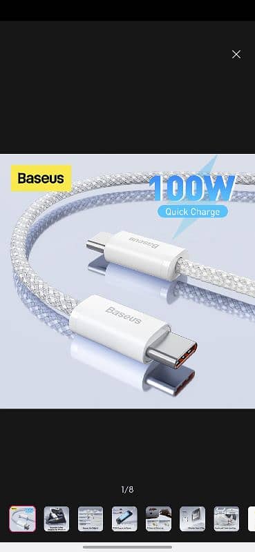 baseus 100w type c to type c 2 m cable