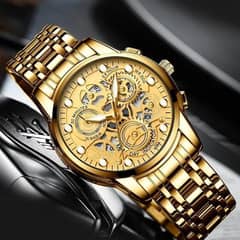 golden chronograph mens watch