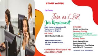 Assalam o alaikum wee need male female staff (03021470433) whatsapp