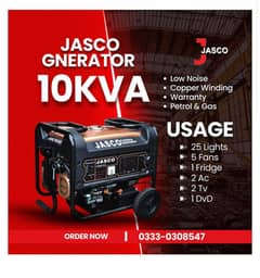 Jasco 10 kva selfi start gas & petrol generator