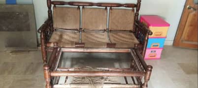 Wooden Sofa set ( used ) 5 seater with tables