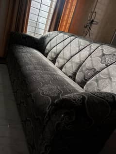 Sofa set five seats, 3 three seater grey black