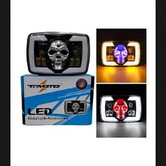 Skull style headlight with indicator beam for bike 70 and 125