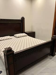 Wooden Bed With Side Tables