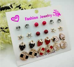 Star Design Ear Studs, Pack Of 12