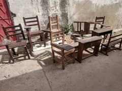 school desk and chairs