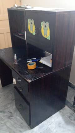 study table with CPU side table+ triangle wooden piece