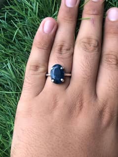 bule barel stone ring with certificate