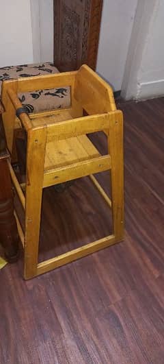 Solid Wooden Baby High Chair – Sturdy & Comfortable