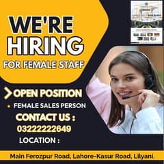 Female Required for Sales Staff