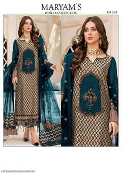 3 Pcs Women's Unstitched Embroidered Suit