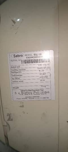 AC/ Sabro/1.5 Ton / For sale / Without Inverter/  Copper Wind