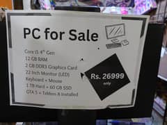 Inter i5 4th Gen 2 GB graphics card DDR3.12 GB ram