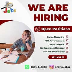 We need urgent staff for office work and online work