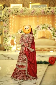 Red bridal farshi lehnga and long shirt