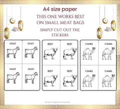 Eid ul Adha Qurbani Meat Labels – Printable Stickers A4 A5 A7 PDF