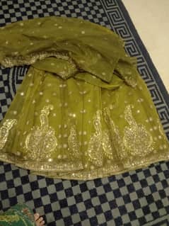 embroidery lehnga and dubbata for mehndi