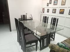 6 seater dining table with scratch less glass