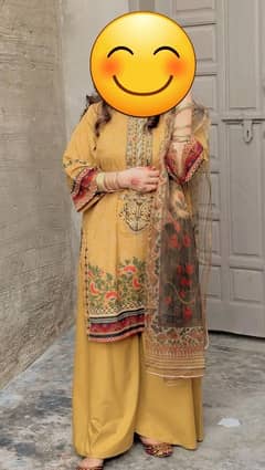 Sapphire Branded Embroided Golden colour Lawn stiched suit fr sale
