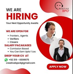 We are Hiring Males and Females Freshers and Experienced Both