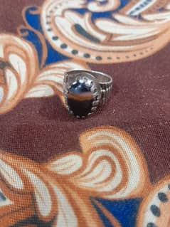 Hussaini Aqeeq with many unique colours shades in silver ring