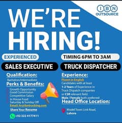 Experienced Truck Dispatcher and sale agents required