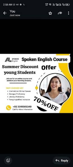 International Spoken English Course/Foreign Qualified Female Teacher