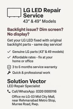  LG LED Repair – 43” & 49” Models | Same Day Fix | Original Parts