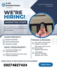 ARGENT REQUIRED STAFF FOR ONLINE WORK AND OFFICE WORK